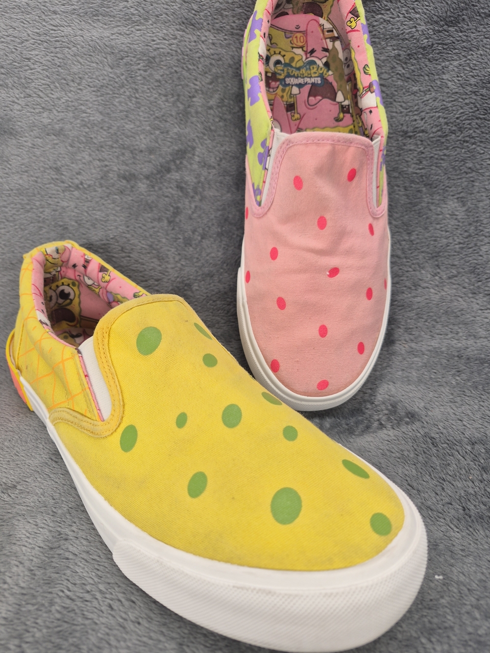 Spongebob SquarePants & Patrick Canvas Slip On Shoes Pink Yellow Mens Size 10